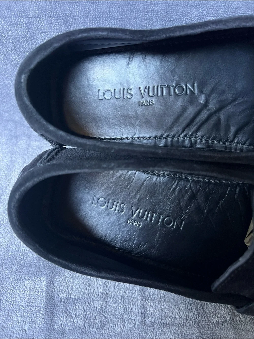 Louis Vuitton Men’s Leather Suede Loafers Sz 9 US 10 Black Monte Carlo Luxury